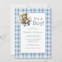 Es ist eine Jungen Blaue Flugzeug-Baby-Party-Einla