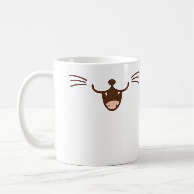 Es ist eine Katze! schlaues Lächelnkatzengesicht Kaffeetasse (Links)