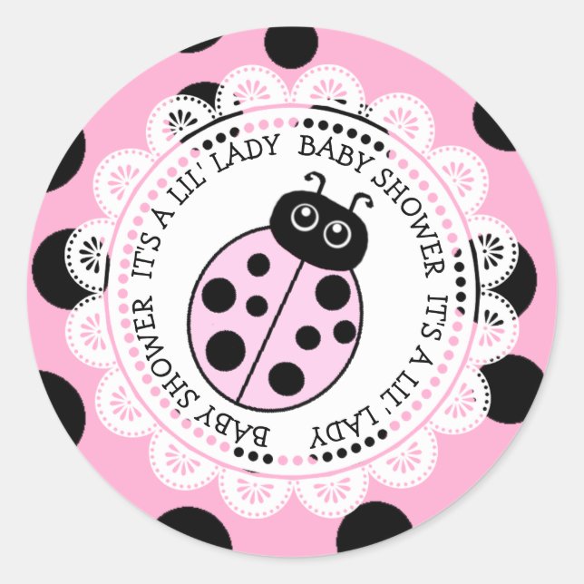 Es ist eine kleine Dame Pink Ladybug Girl's Baby D Runder Aufkleber (Vorderseite)
