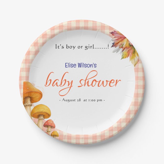 Es ist eine kleine, märchenhafte Babydusche Pappteller (Vorderseite)