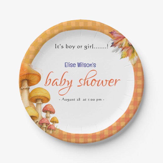 Es ist eine kleine, märchenhafte Babydusche Pappteller (Vorderseite)