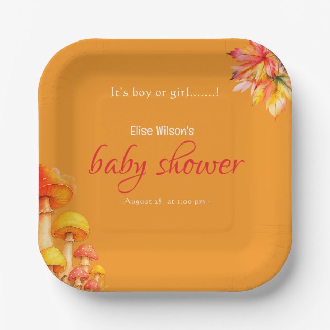 Es ist eine kleine, märchenhafte Babydusche Pappteller (Vorderseite)