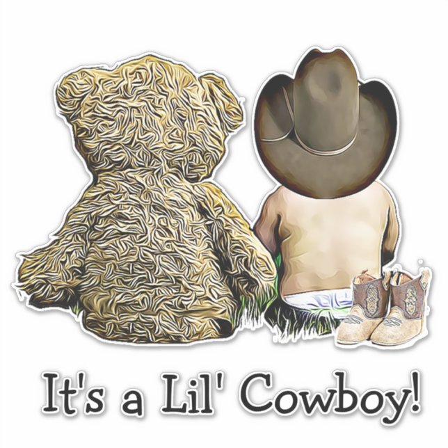 Es ist eine Lil Cowboy Teddy Bärendusche Aufkleber (Vorderseite)