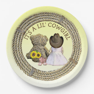 Es ist eine Lil' Cowgirl Babydusche Pappteller