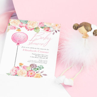 Es ist eine Mädchen-Baby-Dusche Rosa Blumenladen Einladung