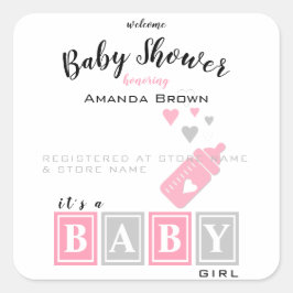 Es ist eine Mädchen-Babydusche Quadratischer Aufkleber