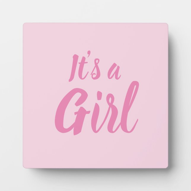 Es ist eine Mädchen, hellrosa Babydusche, Geschlec Fotoplatte (Vorderseite)