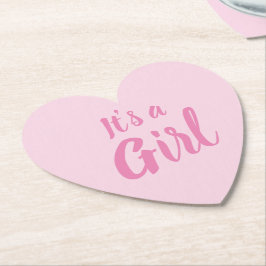 Es ist eine Mädchen, hellrosa Babydusche, Geschlec Untersetzer