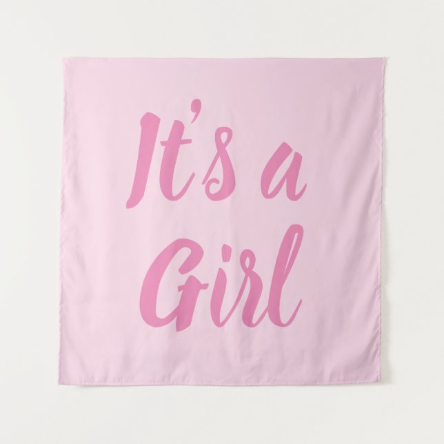 Es ist eine Mädchen, hellrosa Babydusche, Geschlec Wandteppich (Vorderseite)