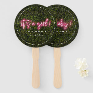 Es ist eine Mädchen-oh Baby-Rosa-Neon-Babyparty Fächer