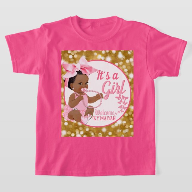 Es ist eine Mädchen-Pink & Gold-Ethnic-Baby-Dusche T-Shirt (Ablage )