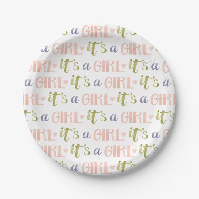 Es ist eine neue Girl Baby Paper Plate Pappteller (Vorderseite)