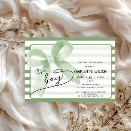 Es ist eine Niedliche Boy Green Bow Stripes Baby D Einladung