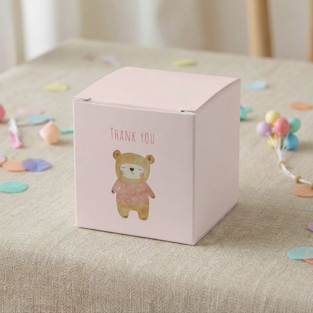 Es ist eine niedliche Girl Watercolor Bärenpinke K Geschenkschachtel (It’s a Girl Watercolor cute Bear Pink Baby Shower Favor Boxes.)
