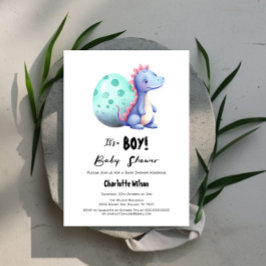 Es ist eine Niedliche Junge Dinosaurier Kinderdusc Einladung