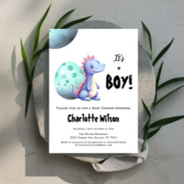 Es ist eine Niedliche Junge Dinosaurier Kinderdusc Einladung