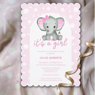 Es ist eine Niedliche Pink-Elefant-Babydusche für Einladung