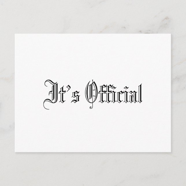 Es ist eine Offizielle einfache gotische Hochzeit Ankündigungspostkarte (Vorderseite)