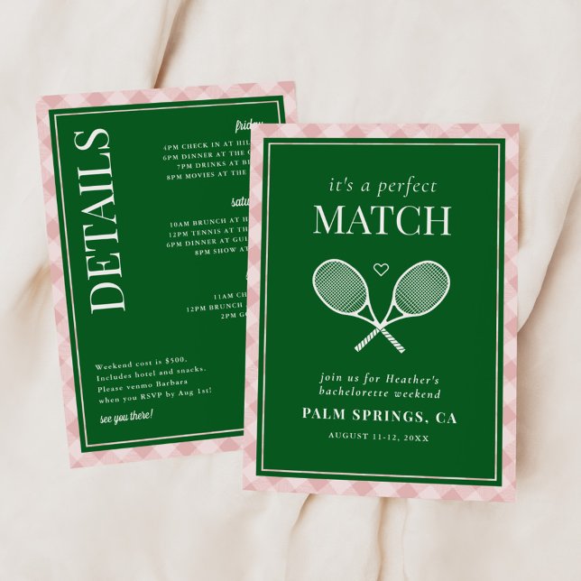 Es ist eine perfekte Match Tennis Bachelorette Einladung (Von Creator hochgeladen)