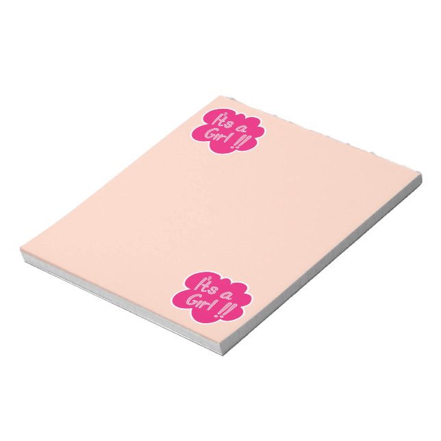 Es ist eine pinkfarbene Babydusche Notizblock (Rotiert)
