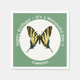 Es ist eine Scarce Frack Butterfly Geburtstagspart Serviette