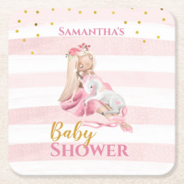 Es ist eine schöne Ballerina Babydusche von Girl Rechteckiger Pappuntersetzer