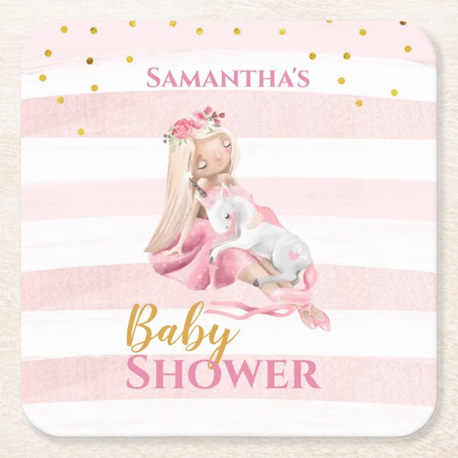 Es ist eine schöne Ballerina Babydusche von Girl Rechteckiger Pappuntersetzer (Vorderseite)