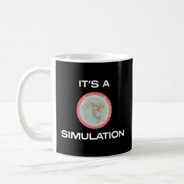 Es ist eine Simulation - Gleason Flat Earth Map Kaffeetasse (Links)