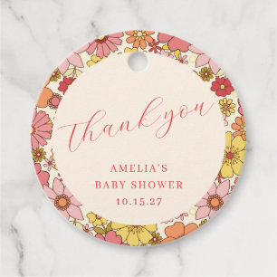 Es ist eine Vintage Pink-Blütendusche für Mädchen Geschenkanhänger