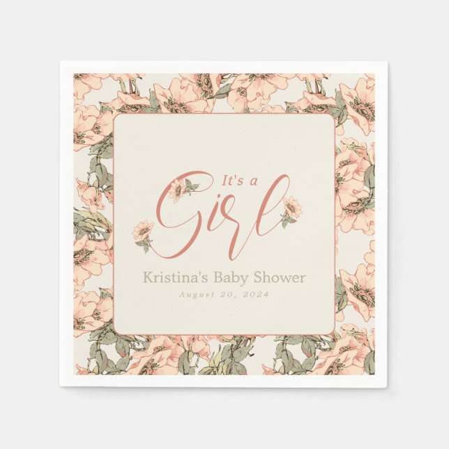 Es ist eine wilde Girl-Rose rosa botanisch Serviette (Vorderseite)