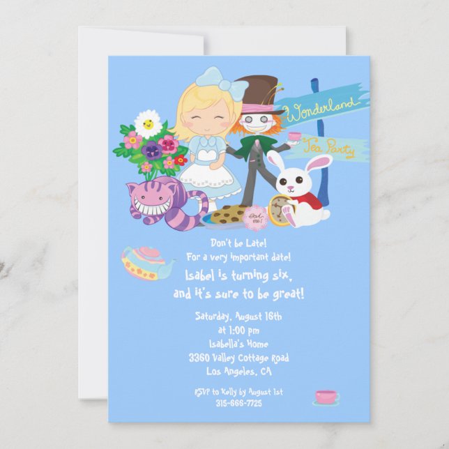 Es ist eine Wonderland Birthday Tea Party Einladun Einladung (Vorderseite)