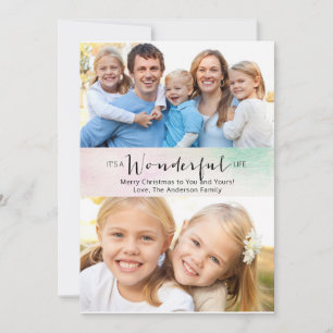 Es ist eine wunderbare Leben 2 Foto Weihnachtskart Feiertagskarte