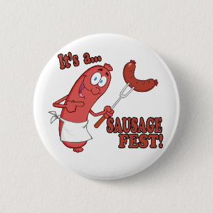 Es ist eine Wurstparty Lustige Wurst-Koch-Cartoon Button
