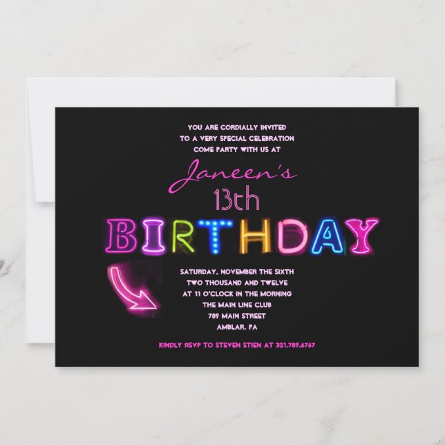 ES IST ELEKTRISCH! 13. Geburtstagsparty Einladung (Vorderseite)