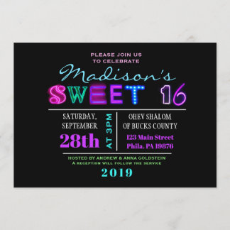 ES IST ELEKTRISCH! NEON GLOW 16 . Geburtstag Einla Einladung