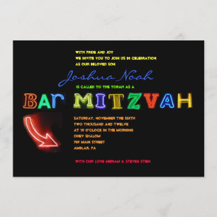 ES IST ELEKTRISCH! NEON SIGN Bar Mitzvah Einladun Einladung