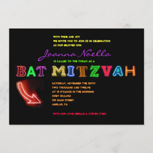 ES IST ELEKTRISCH! NEON SIGN Bat Mitzvah Einladun Einladung