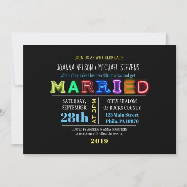 ES IST ELEKTRISCH! NEON SIGN Wedding Einladung (Vorderseite)