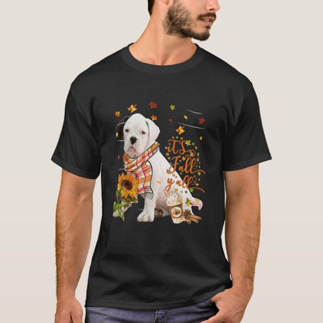 Es ist Fall Y All Boxer Dog Erntedank Halloween T-Shirt (Vorderseite)