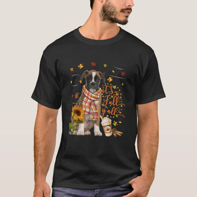 Es ist Fall Y All BROWN Boxer Dog Erntedank T-Shirt (Vorderseite)