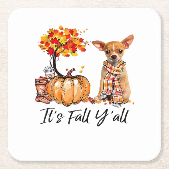 Es ist Fall Y’all Chihuahua Hund Halloween Rechteckiger Pappuntersetzer (Vorderseite)