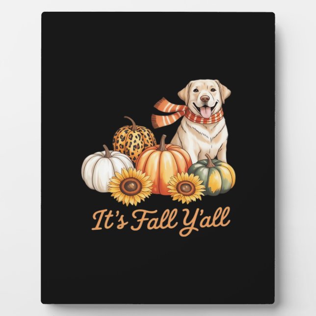 Es ist Fall Y’all Dog Leopard Pumpkin Fall Creativ Fotoplatte (Vorderseite)