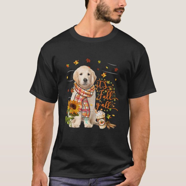 Es ist Fall Y All Golden Retriever Hund Erntedank T-Shirt (Vorderseite)