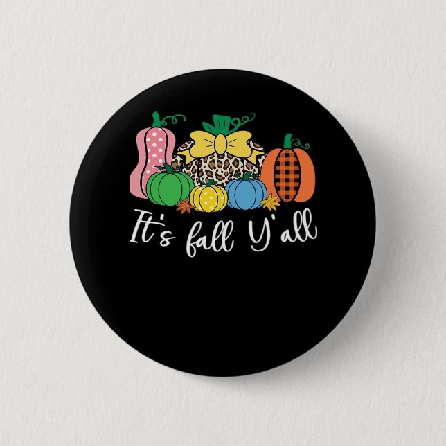 Es ist Fall Y’all Leopard Pattern Pumpkin Button (Vorderseite)