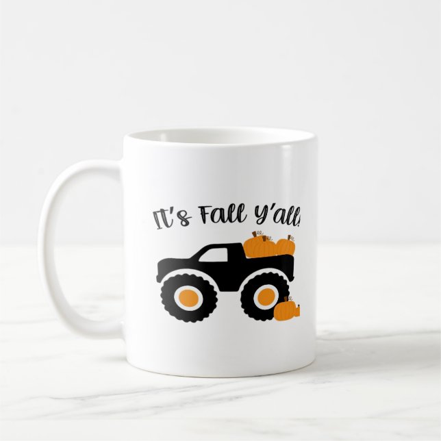 Es ist Fall Y’all Monster mit Pumpkins Grafik-Desi Kaffeetasse (Links)