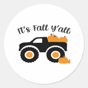 Es ist Fall Y’all Monster mit Pumpkins Grafik-Desi Runder Aufkleber