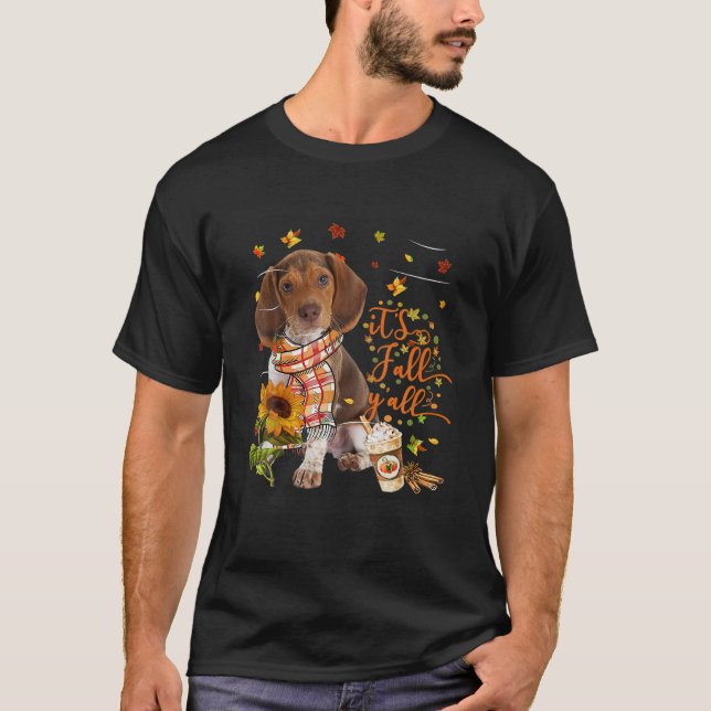 Es ist Fall Y All Pocket Dog Erntedank Halloween T-Shirt (Vorderseite)