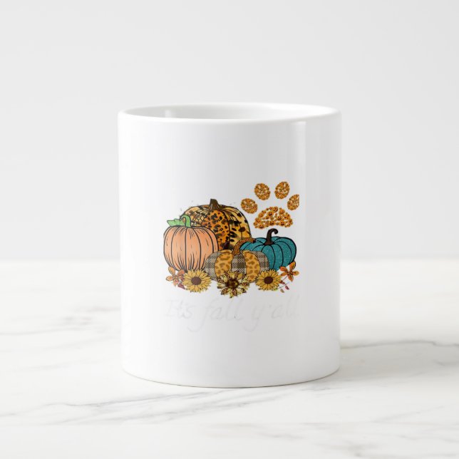 Es ist Fall Y’all Pumpkin Minimal Clean Jumbo-Tasse (Vorderseite)