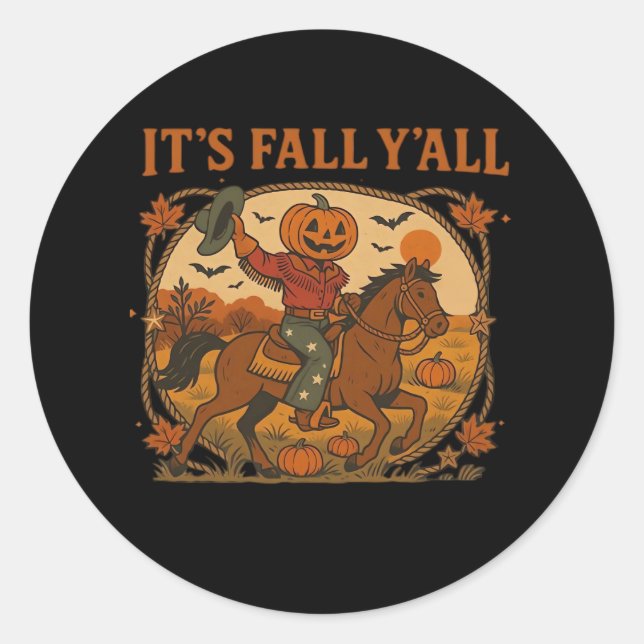 Es ist Fall Y’all Pumpkin Minimal Clean Runder Aufkleber (Vorderseite)