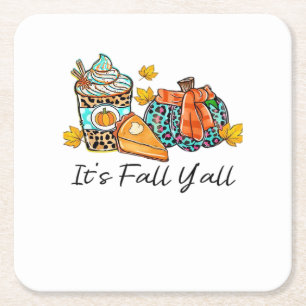Es ist Fall Y’all Pumpkin Spice Leopard Pumpkin Pi Rechteckiger Pappuntersetzer